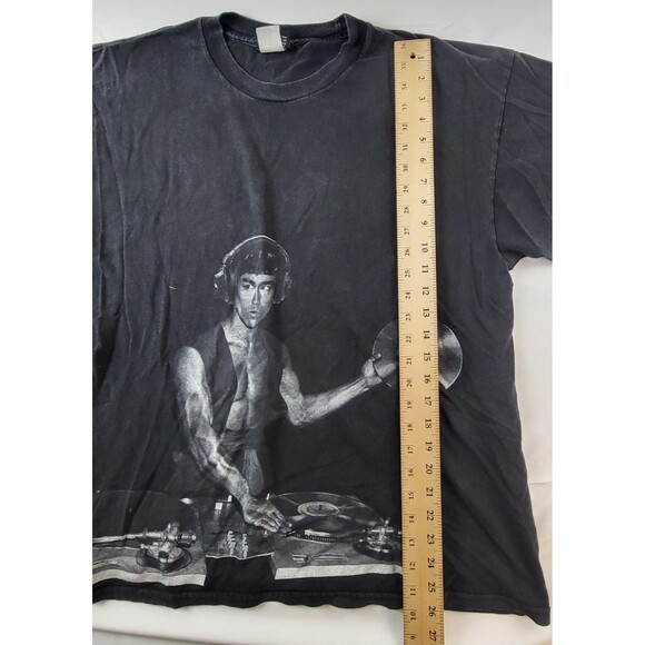Vintage BRUCE LEE DJ Graphic T-Shirt Black Mens XL - Picture 7 of 7